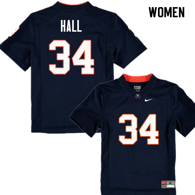 Women #34 Bryce Hall Virginia Cavaliers College Football Jerseys Sale-Navy